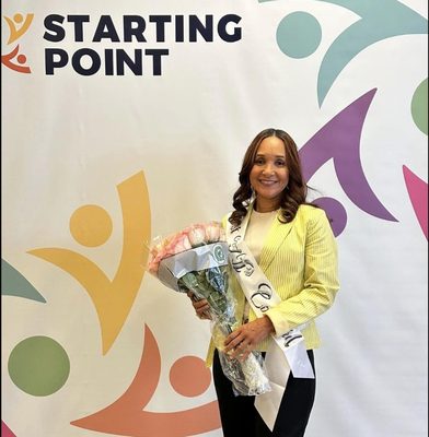 Kirsis Tavarez, Owner and Director of Kirsis' Daycare, receiving the Starting Point 2024 Early Childhood Educator of the Year award